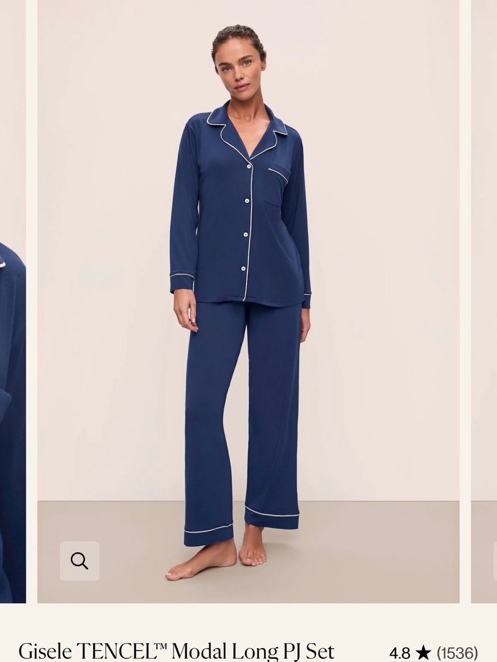 EBERJEY • Gisele TENCEL™ Modal Long PJ Set pajamas - large - navy white
